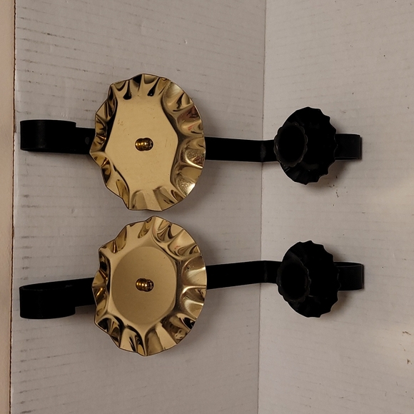 Pair of Iron Candle Wall Sconces with Gold Reflector - Picture 3 of 16